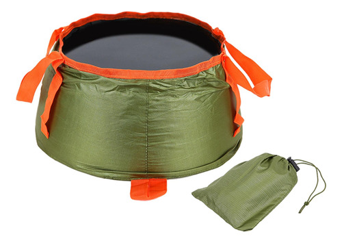 Cubo Plegable Camping Plegable Con Bolsa De Verde