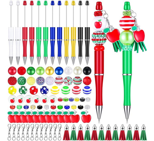 12 Bolígrafos Plástico Con 50 Cuentas Colores 12 Borlas 12 C