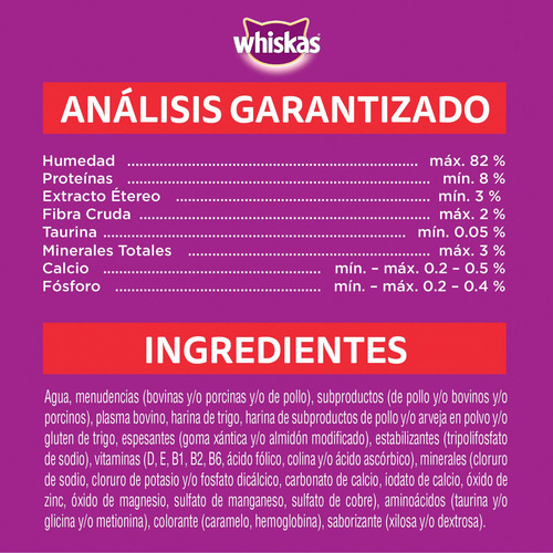 Imagen 3 de 7 de Whiskas Alimento Húmedo Gato Carne Salsa Sobre X1un