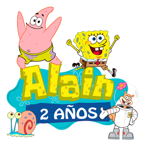 Logo Digital Bob Esponja Y Amigos Personalizado Con Nombre