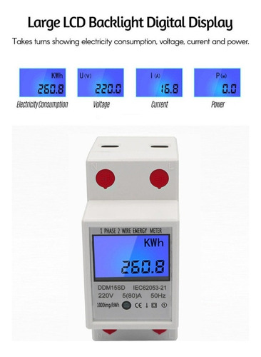 Medidor Electrónico Kwh Ddm1 Monitor De Consumo De Energía