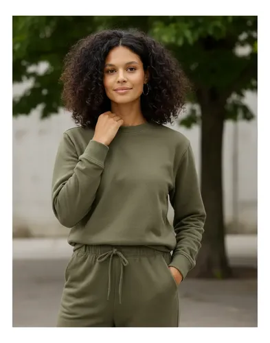 Conjunto Moletinho Feminino Inverno Calça Blusa Manga Longa P Verde Lisa