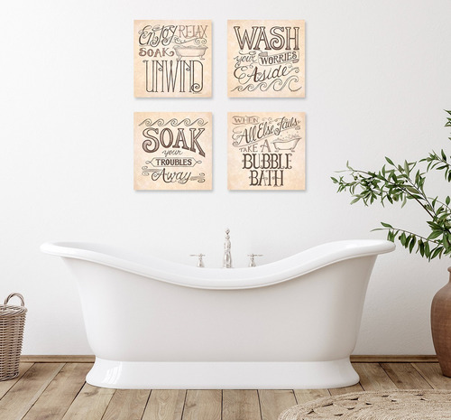 Wash, Bubble,relax,vintage , Playa, Baño Decorativos Canvas