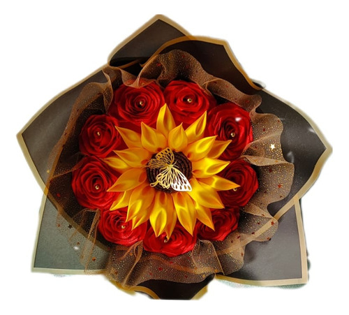 Flores De Tela Creaciones Ney, Girasol Y Rosas