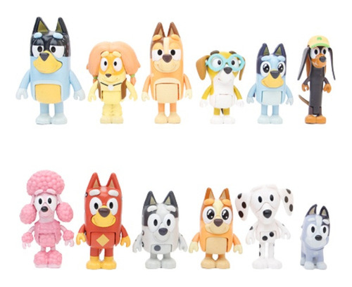 12pcs Bluey Familia Y Amigos Figura Modelo Juguete Regalo