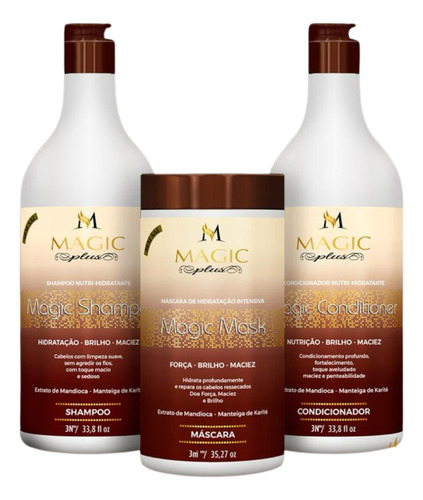 Magic Plus Mandioca Shampoo E Condicionador 1l E Mascara 1k