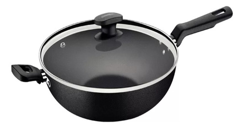 Panela Wok Antiaderente 28 Cm 3,3 L Frigideira Tramontina Cor Grafite