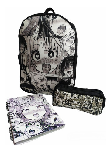 Set Escolar Ahegao Morral Cartuchera Cuaderno Envío Gratis 