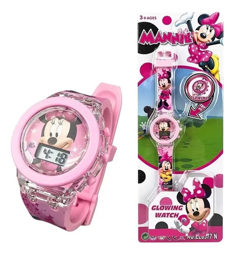 Reloj Digital Minie Rosado, Fecha , Luz, Hora, Dia, Mes, Seg