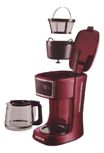 Cafetera Gourmia Programable Jarra De Cristal 2 A 12 Tazas Color Rojo GCM3286R