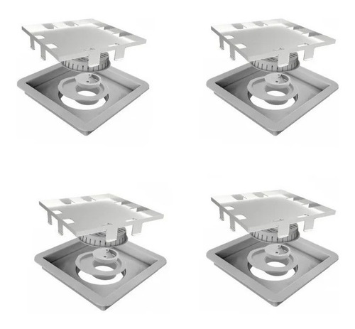 Kit C/ 4 Peças Ralo Linear Square 15x15 Tampa Oculta 209