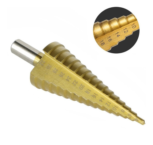 Imagen 3 de 6 de Set 3 Brocas Hss Para Metal Cónicas Escalonadas 4 A 32 Mm