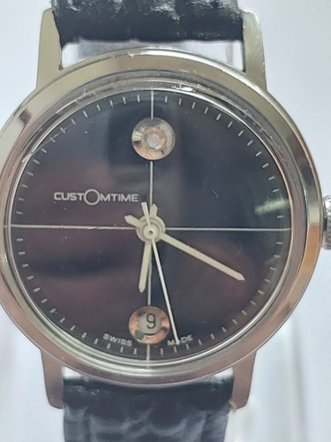 Reloj A Cuerda, Marca Cust Mtime, Original Suizo,hombre,34mm