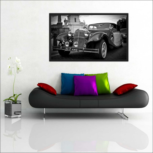 Quadro Decorativo Vintage Carros Antigos Preto E Branco