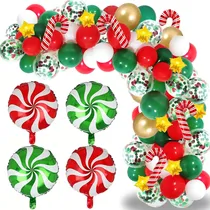 Comprar Arco De Globos Caramelo Navideño Decoración Navidad 109pzs Color Globos De Dulces Navideños Globos De Dulces Navideños