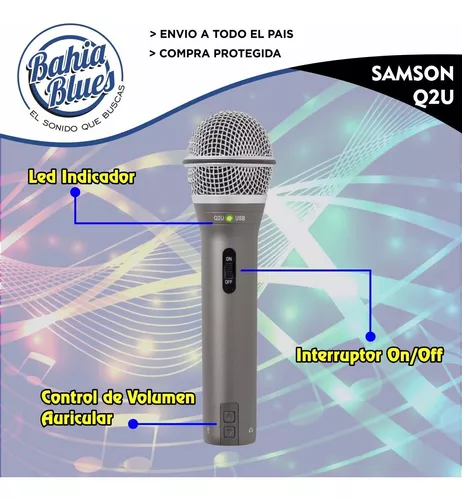 Microfono Dinamico Samson Q2u Usb Con Accesorios