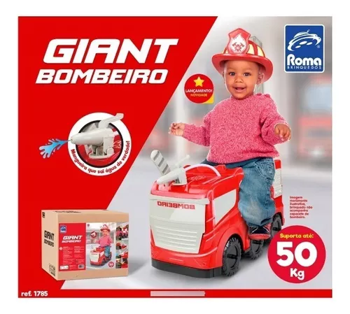 Caminhão Bombeiro Infantil Giant Gigante Com Lança Agua Roma no