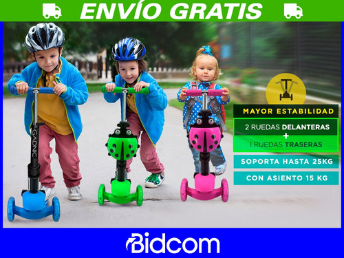 Imagen 3 de 10 de Monopatín Infantil Andador 3 En 1 Con Luz Asiento Regulable