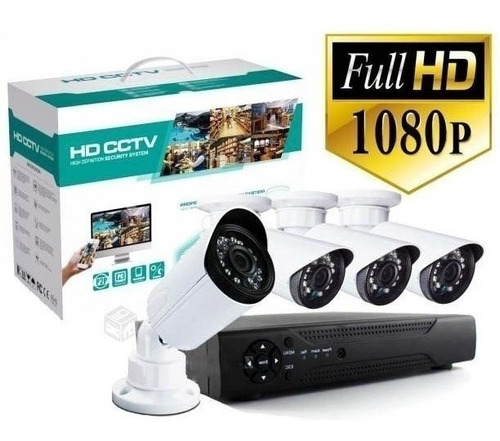 Cctv Kit Seguridad Dvr 4 Ch + 4 Camaras + Fuente Hd 1080p