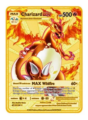 Carta Pokémon Charizard vmax Shiny Dourada Com Relevo + Brinde em Promoção  na Americanas