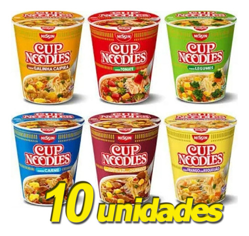 Cup Noodles Nissin 10 Copos Com Sabores Sortidos Kit Com 10