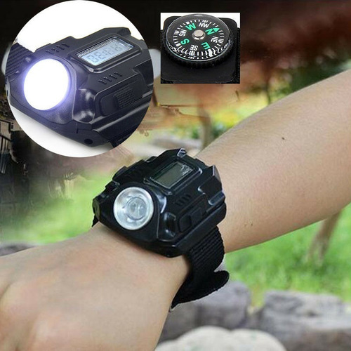Pulsera Reloj Lampara Brújula Camping Exteriores