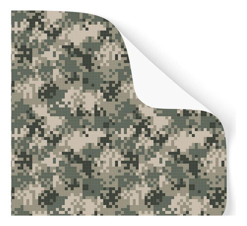 Adesivo Camuflado Verde E Bege Militar Pixels 1,00x0,50m
