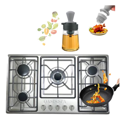 Encimera A Gas Inox Con Chispero Cocina+dispensador De Aceit