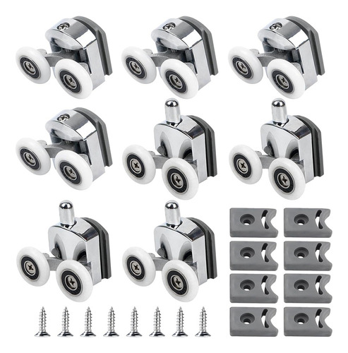 ) Rodillos Para Puerta De Ducha Con Curvas Cristalinas,