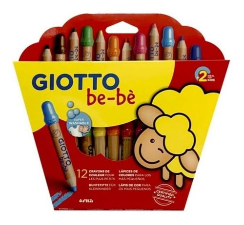 Lápices Giotto Bebé 12 Colores Madera Didáctico