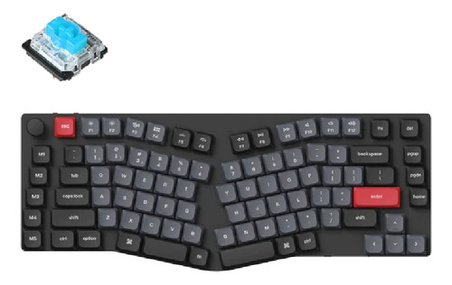 Teclado Mecanico Wireless Keychron K15 Pro Programable Custom Qmk Via Aluminio Led Qwerty Gateron Blue Switch Hotswap Distribución Ansi Inglés Low Profile Bluetooth Gamer Coder Pc Mac Tamaño 75%