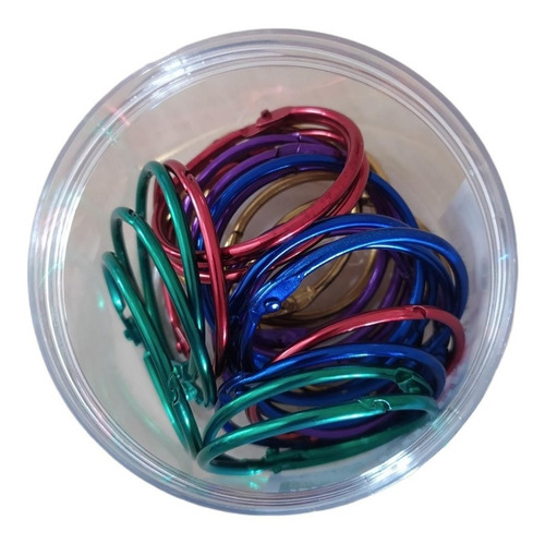 Imagen 3 de 3 de Aros Metálicos De Colores Para Carpeta 50 Mm X 25 Unidades