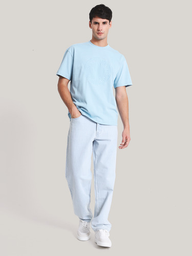 Polera Embroidered Emblem Celeste Calvin Klein