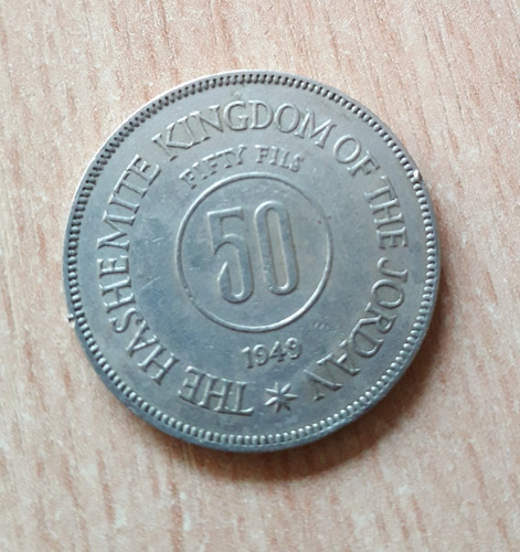 Jordania 1949 50 Fils 1/2 Dirham Km#6 Moneda Cuproníquel