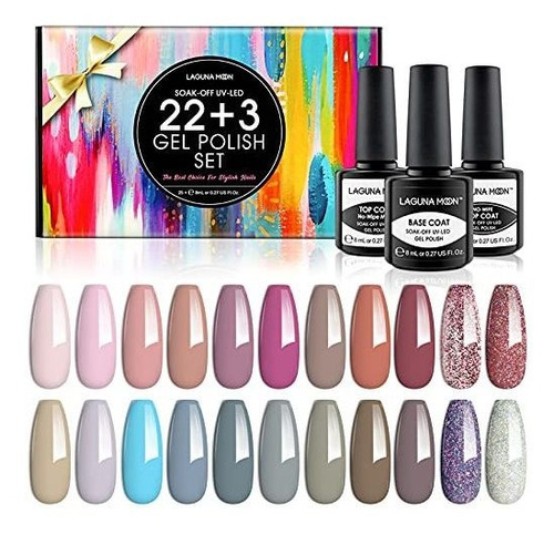 Esmalte De Uñas - Lagunamoon 25 Pcs Nail Polish Set, 8ml Soa