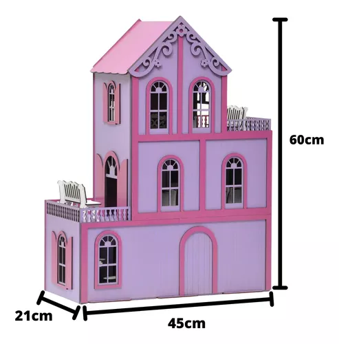 Casa Casinha De Boneca Mdf 26 Miniaturas + Rack P/ Celular Rosa - Perli  Designer