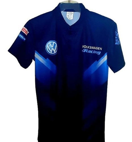 Playera Polo Vw Escuderia Motorspòrt Azul Hombre Manga Corta