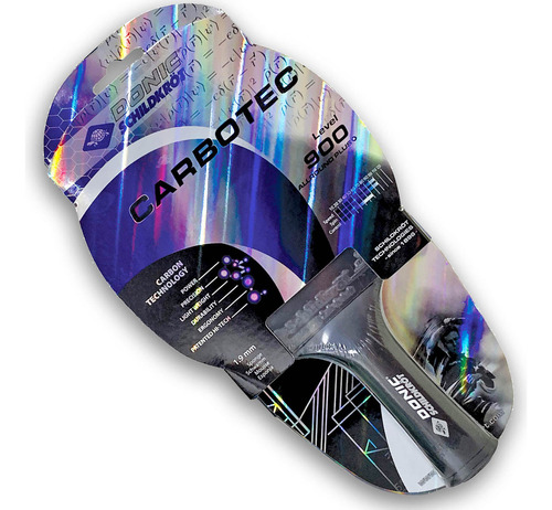 Paleta Ping Pong Donic Schildkrot Carbotec Level 900 Carbono Color Negro Tipo De Mango Fl (cóncavo)