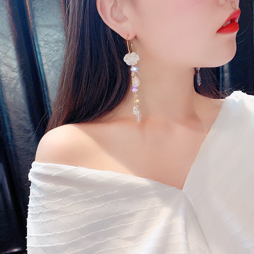 Pendientes Largos De Plata 925 Con Forma De Aguja Y Cristal