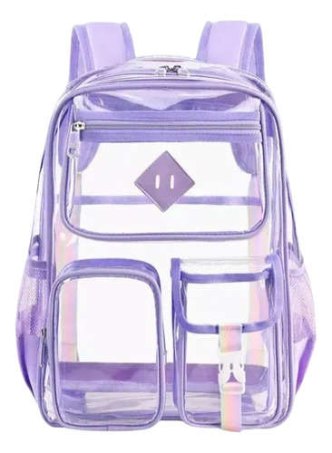 Mochila Grande Con Múltiples Bolsillos Transparente E Imperm