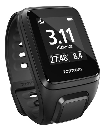 Relógio De Pulso Tomtom Spark Cardio Gps Correia Preto Bisel Preto Fundo Preto