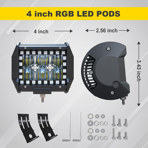 Feelon 4 Modulo Led 4  Barra Luz Inundacion Halo Rgb 16 Ma