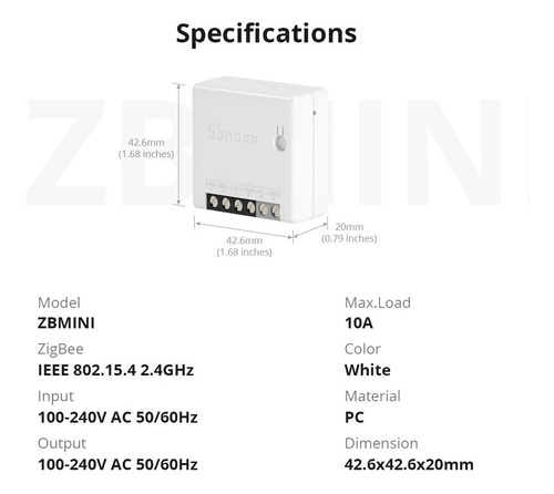 Interruptor Sonoff Zb Mini Zigbee Repetidor Y Llave Externa