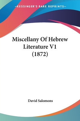 Libro Miscellany Of Hebrew Literature V1 (1872) - Salomon...