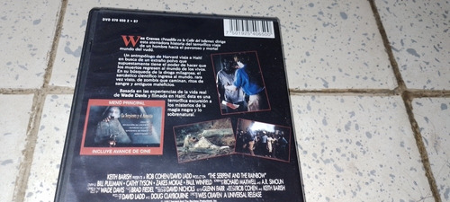 Película La Serpiente Y El Arcoiris En Dvd De Wes Craven (Usado)