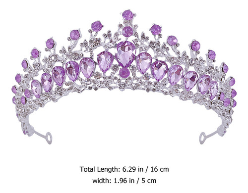 Diadema De Boda Con Decoración De Cristales, Corona Morada P