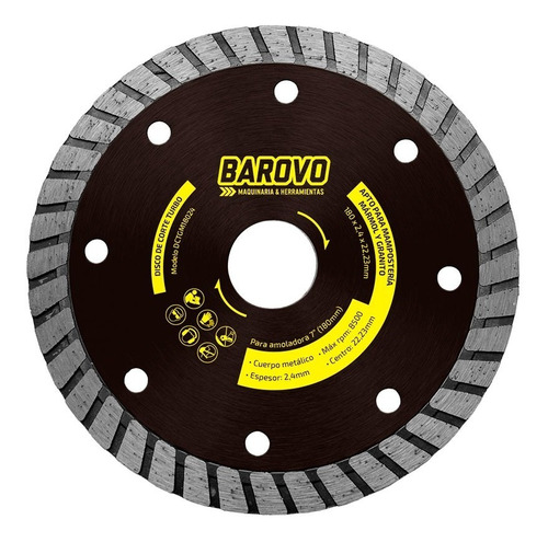 Disco De Corte Turbo Para Granito Y Marmol Barovo 115 Mm