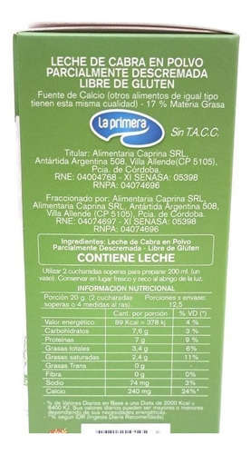Leche De Cabra En Polvo Semidescremada La Primera 250g X3