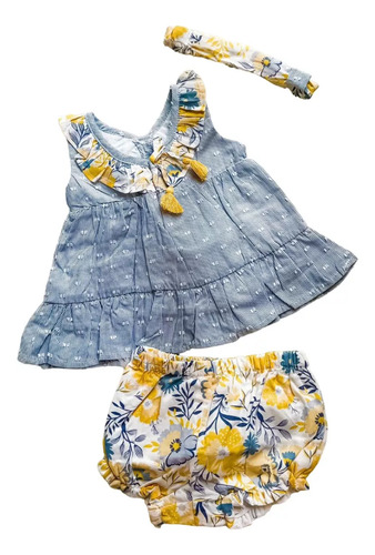 Conjunto De 3 Piezas Blue/yellow 100% Algodón