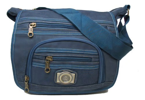Bolsa Pasta Lona Resistente Moderna Prática Masculino Femin Cor Azul